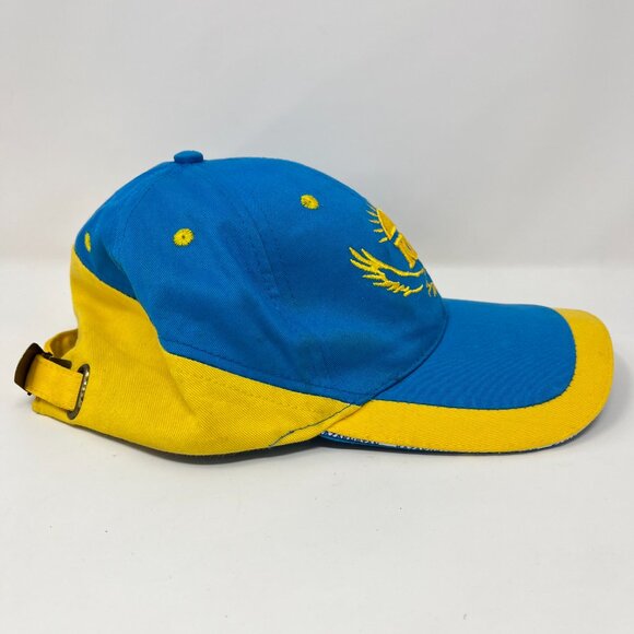 Vintage Kazakhstan Adjustable Blue Yellow Souvenir Hat Cap Embroidered Kazashka - Picture 2 of 10